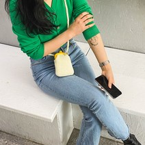 yarna 올리오 코인 미니백 DIY패키지, 700 레몬크림(백), 옐로우(프레임), 랜덤발송(코바늘), 1세트