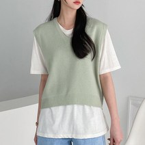 오오엘 간절기 여성 심플 베이직 캔버스 심플 조끼