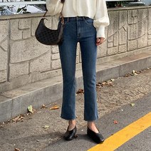 에이와비 여성용 리얼 데님 세미 부츠컷 팬츠