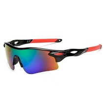 블랙스완 스포츠 사이클링 선글라스, 라이트블랙레드 프레임(선글라스), 그린블루(렌즈)