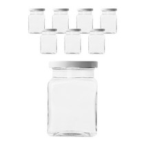 사각 허브 러그 유리병 화이트캡, 8개, 200ml