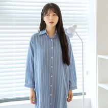 엘쏘 루즈핏 스트라이프 롱 셔츠 원피스