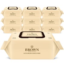 브라운 러브빌리프 골드 아이보리 저자극 엠보싱 유아물티슈 캡형, 70매, 10팩