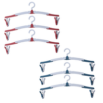 워니즈 여행 출장용 휴대용 접이식 옷걸이, 레드, 블루, 6개입