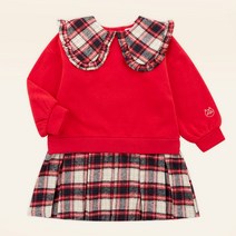 몰리멜리 여아용 체크 카라 밍크 기모 원피스