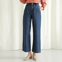빼빼 여성용 뒷밴딩 버튼 와이드 청바지