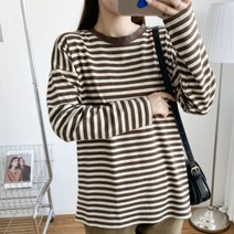 임산부 출산 외출용 스트라이프 긴팔 수유티