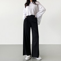 잘빠진 여성용 기장별 밴딩 와이드 팬츠 롱