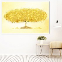 백앤아트 단독 재물이 쏟아지는 황금 돈나무 생명나무 인테리어액자 02 직사각옐로우골드
