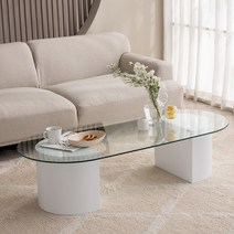 프린홈 팬텀 강화유리 소파테이블, 1400/화이트