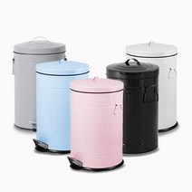 무소음 양철 컬러 페달 휴지통 카페 사무실 쓰레기통, 20L, 블랙