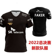 남성티셔츠 2022 T1 S12 팀 유니폼 반팔 빠른 건조 라운드 넥 티셔츠 파이널 Lck Out Conquers FAKER with the Uniform