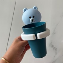 레브드베베 곰돌이양치컵 칫솔걸이 욕실용품, 블루
