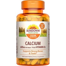 미국직구 일몰에 칼슘과 비타민 D 및 600mg 칼슘 & 250아이유 비타민 D3 글루텐 프리 유제품 프리 정제 120개, 수량, 상세참조