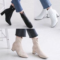 올팜 여성 심플 라인 스퀘어토 통굽 앵클 부티슈즈 7cm