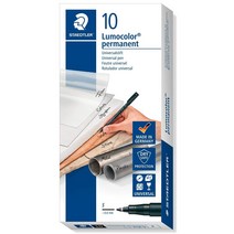 STAEDTLER Lumocolor Permanent Pen 0.6 mm Line Black 스테들러 루모컬러 퍼머넌트 펜 0.6mm 라인 블랙 10개입 0.3oz(8g), 1개, 없음