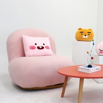파스텔우드 구름 패브릭 회전 1인용 쇼파, 핑크