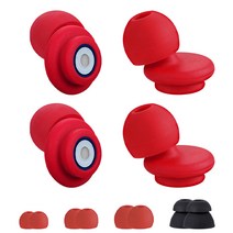 [소음방지귀마개실리콘] Holotap 소음방지 귀마개 실리콘 이어플러그 2쌍 세척 및 재사용 가능, 빨간색