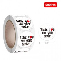500P 스티커 선물 봉인 리뷰 포장 테이프 감사 배달, 땡큐스티커