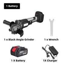 그라인더 전동공구 125mm 3 속도 브러시리스 전기 앵글 2pcs 배터리 연삭기 광택기 절단 도구 makita 18v 배터리, 1 배터리 블랙