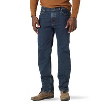 Wrangler 남성용 레귤러 핏 컴포트 플렉스 웨이스트 진 다크 스톤워시.