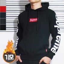 슈프림 로고 프린팅 소매 후드티 남여공용 M~XL 커플티 학생 운동복 츄리닝 데일리룩