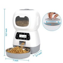 강아지 자동급식기 고양이 자율배식 급여기 자율급식 공급기 사료 배식기 반려견, 3.5L Button control_US plug |