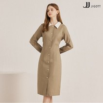 JJ지고트 턱 슬리브 배색 칼라 원피스 GLAP0OP34
