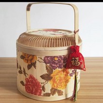 공원바구니 바구니 뚜껑 피크닉 차박 라탄 식기 대나무 고급 등나무 바구니, 높이 23cm