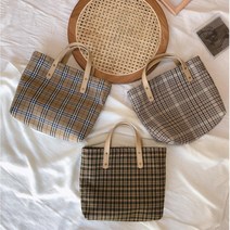 고방체크 여자 캐주얼 손가방 예쁜 토트백 캐주얼토트