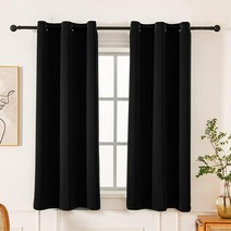 Pickluc Grommet Blackout Curtains 54 Inches Long 2 Panels Light Blocking Window Drapes for Bedroom T, Black