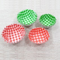 원형체크 베이킹 반찬컵 레드/그린, 레드, 대(4cm)약10장
