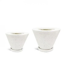 마이플랜트 FRP 화이트 테라조 원뿔형 화분 받침세트