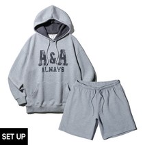 [SET] 앨빈클로 A&A 와플 배색 후드티 코튼 밴딩 스웨트 반바지 2종 패키지