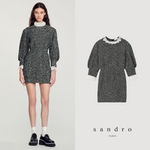 SANDRO 산드로 트리밍 칼라 트위드 미니 드레스 원피스