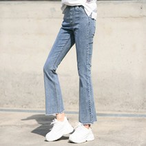 얇은 원단 밑단 커팅 스판 밴딩 부츠컷 여자청바지 SW돌청나팔