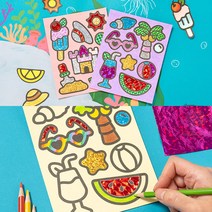 포일아트 여름 만들기 재료 놀이 패키지 유아 만들기, 해변B