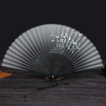매화꽃 대나무 접부채 1+1, 블랙+블랙, 1개