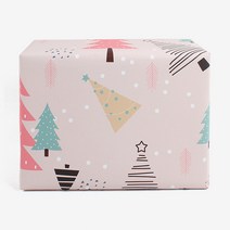 크리스마스 포장지 핑크트리마을 5장