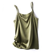 여성 새틴 나시티 레이스넥 봄 여름 심플 오버핏 여자 끈 나시 상의 Satin sleeveless shirt XK0099