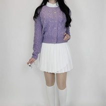 티앤드골프 여성 골프 가디건 러브 꽈배기 라운드 니트 긴팔 골프웨어 연습복 골프복