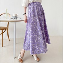 하젤 페민 꽃무늬 플레어 롱 스커트_S1095