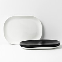 보울보울 레트로라인 오발플레이트L 28cm, 2세트, 밀크화이트 2p + 미드나잇블랙 2p