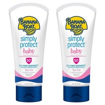 바나나보트 Banana Boat 베이비 미네랄 티어프리 SPF 50 선크림 로션 6온스 2개, Lotion