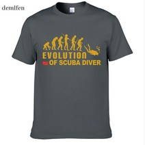 스쿠버 다이버의 진화 다운 플래그 재미있는 블랙 티셔츠 남성 여름 코튼 탑스, 06 Dark gray_06 XXL