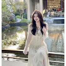 긴팔 하객룩 프릴 바캉스룩 벚꽃룩 봄신상 레이어드 플라워 롱 원피스 카라 패턴 제주도