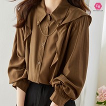 시크힐즈 럭셔리 프릴 라인 퍼프 체인 블라우스 00351