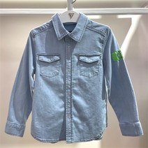 게스키즈 NC12 라임 포인트 데님 셔츠 신축성이 좋은 G31KDB911