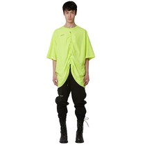 아스파라거스 네온컬러 인사이드아웃 루즈핏 스트링 반팔티셔츠 반팔 티셔츠