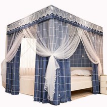 침대텐트 사각 방한 암막 커튼 모기장 보온, B(커튼+브래킷+커튼) 1.5m 침대